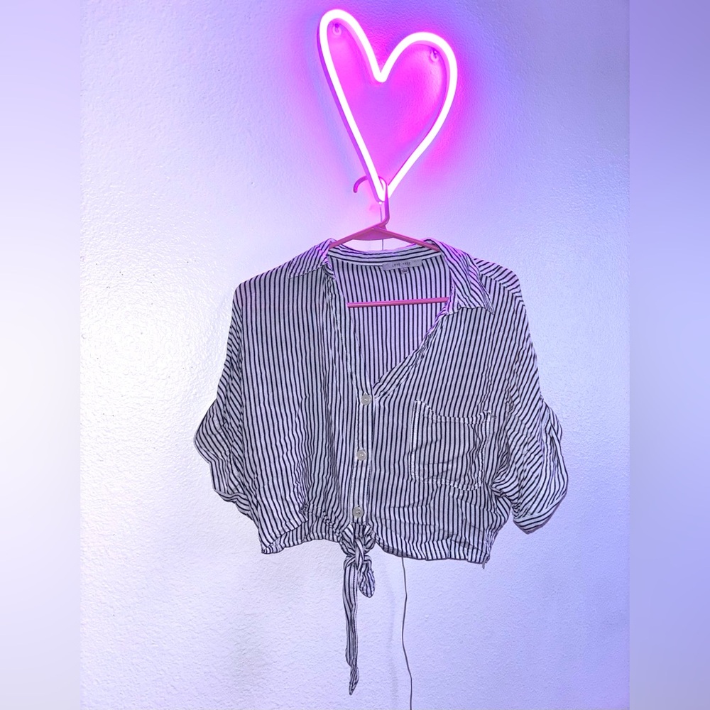 Stripped cropped button down